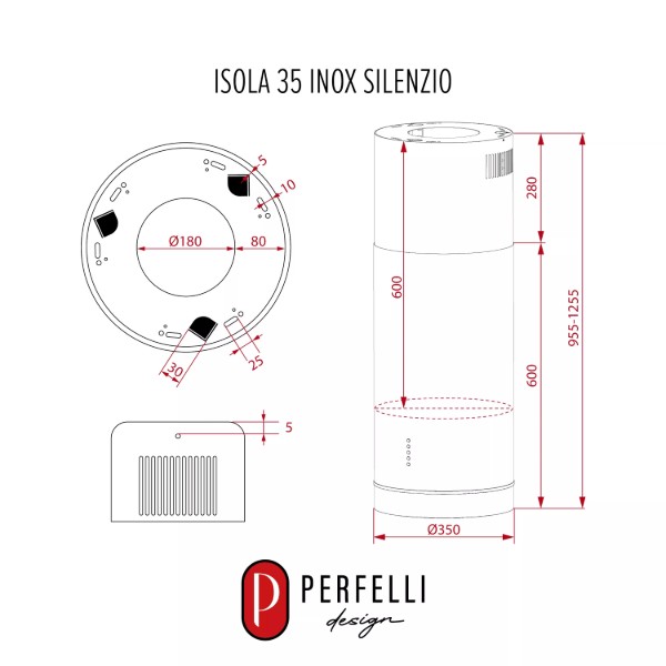 Фото - Вытяжка декоративная Perfelli DESIGN ISOLA 35 INOX SILENZIO