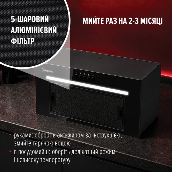 Фото - Вытяжка встраиваемая Perfelli LIA 5 NM NERO SILENZIO
