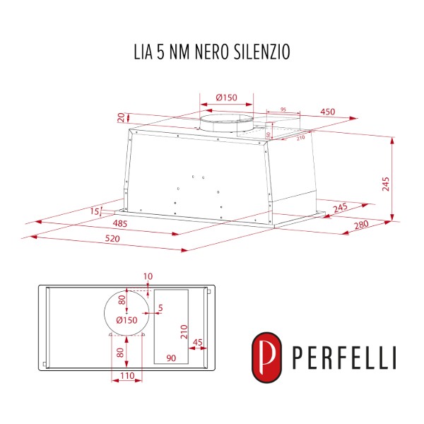 Фото - Вытяжка встраиваемая Perfelli LIA 5 NM NERO SILENZIO