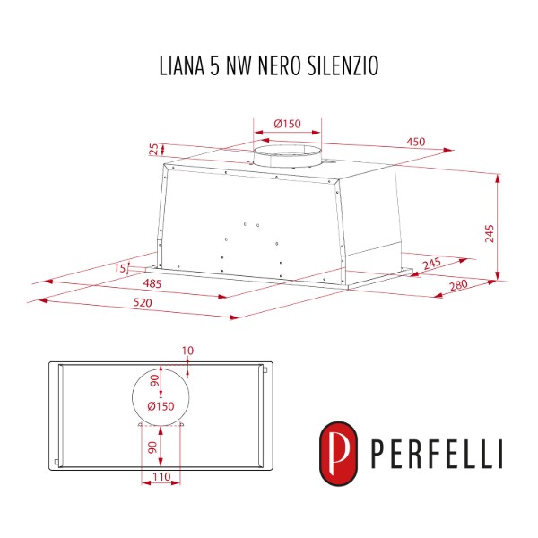 Фото - Витяжка вбудована Perfelli LIANA 5 NW NERO SILENZIO
