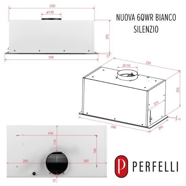 Фото - Витяжка вбудована Perfelli NUOVA 6QWR BIANCO SILENZIO