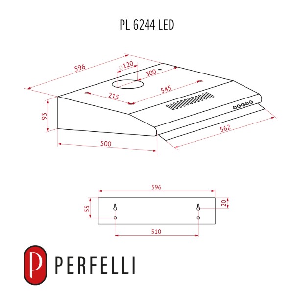 Фото - Вытяжка традиционная Perfelli PL 6244 BG LED