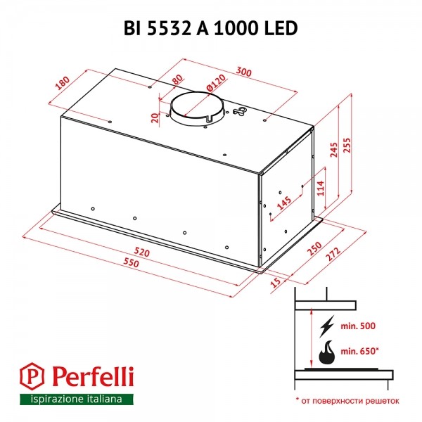 Фото - Вытяжка встраиваемая Perfelli BI 5532 A 1000 WH LED