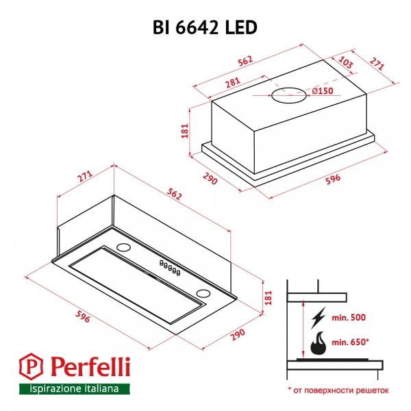 Фото - Вытяжка встраиваемая Perfelli BI 6642 I LED