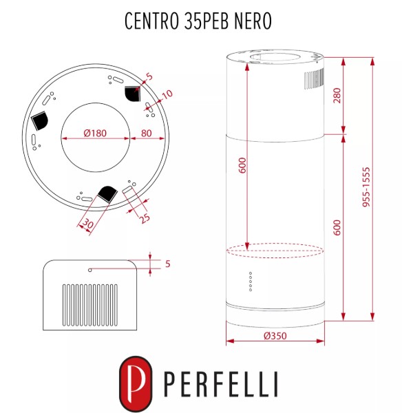Фото - Вытяжка декоративная Perfelli CENTRO 35PEB NERO
