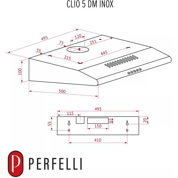 Фото - Витяжка традиційна Perfelli CLIO 5 DM INOX