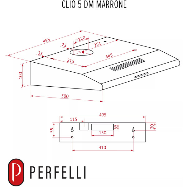 Фото - Витяжка традиційна Perfelli CLIO 5 DM MARRONE