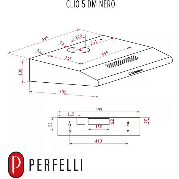 Фото - Витяжка традиційна Perfelli CLIO 5 DM NERO