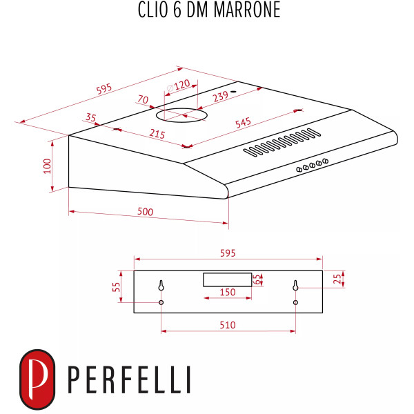 Фото - Вытяжка традиционная Perfelli CLIO 6 DM MARRONE