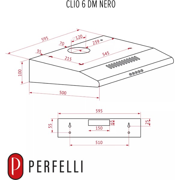 Фото - Витяжка традиційна Perfelli CLIO 6 DM NERO