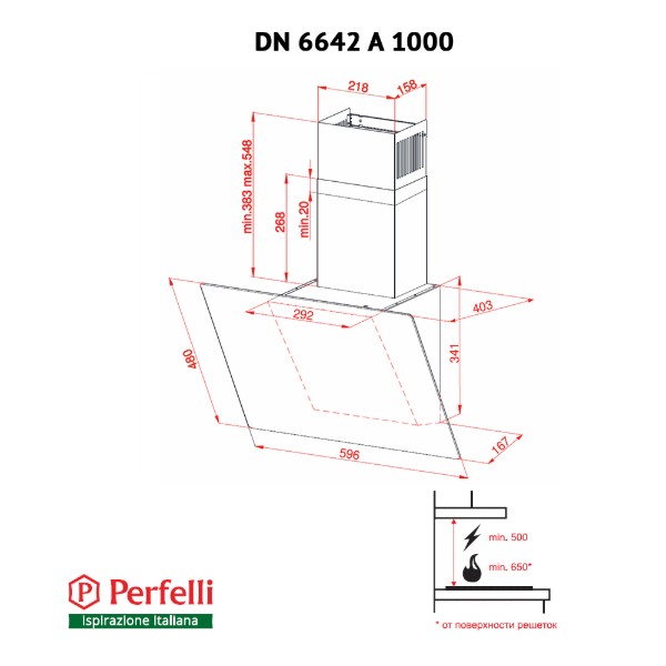 Фото - Вытяжка декоративная Perfelli DN 6642 A 1000 BL LED