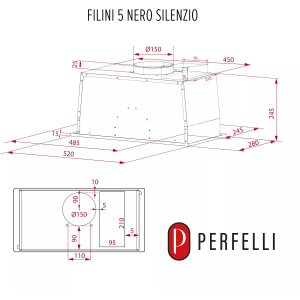 Фото - Вытяжка встраиваемая Perfelli DESIGN FILINI 5 NERO SILENZIO