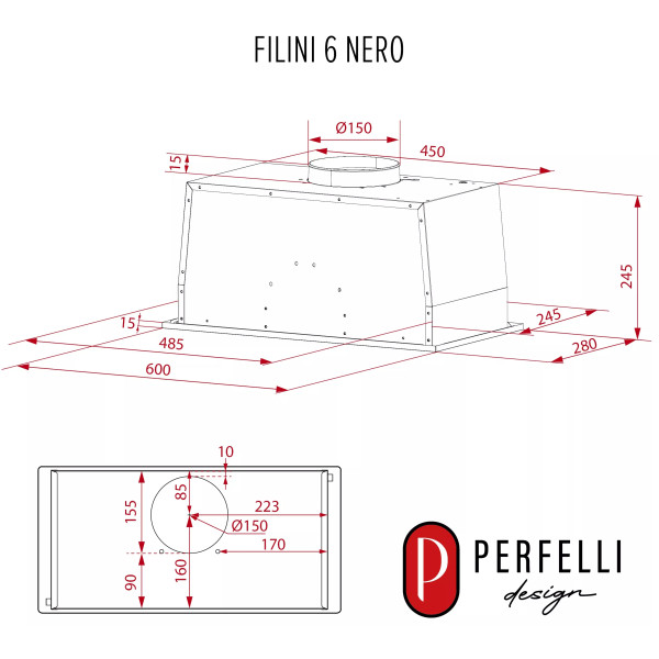 Фото - Вытяжка встраиваемая Perfelli DESIGN FILINI 6 NERO