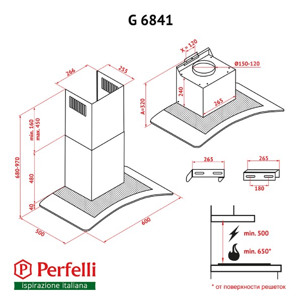 Фото - Вытяжка декоративная Perfelli G 6841 W