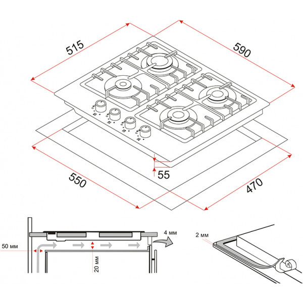 Фото - Варочная панель газовая Perfelli HGG 61023 BL