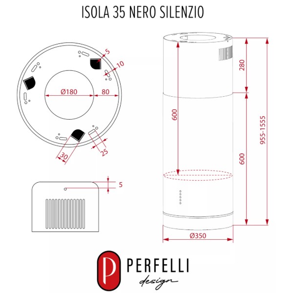 Фото - Вытяжка декоративная Perfelli DESIGN ISOLA 35 NERO SILENZIO