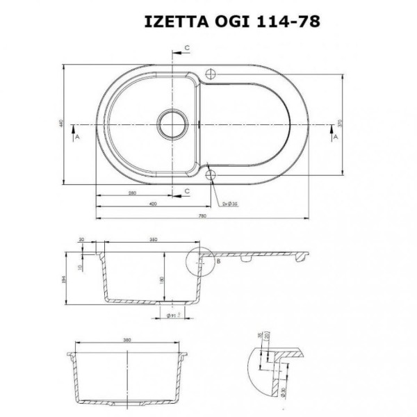 Фото - Мийка кухонна Perfelli Izetta OGI 114-78 Sand