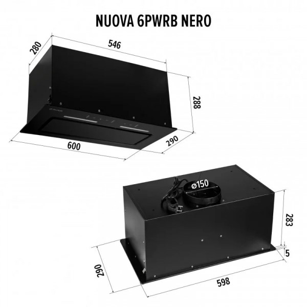 Фото - Уцінка - Витяжка вбудована Perfelli NUOVA 6PWRB NERO
