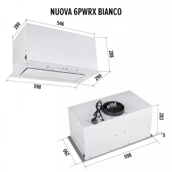 Фото - Вытяжка встраиваемая Perfelli NUOVA 6PWRX BIANCO