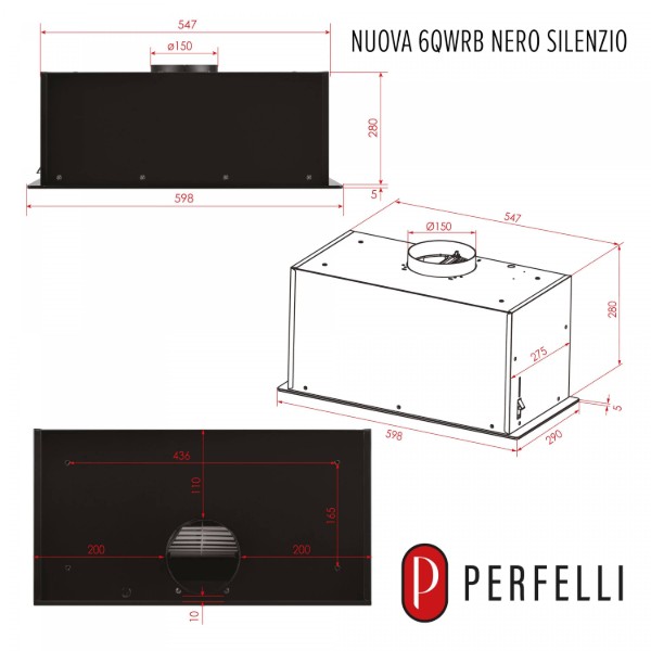 Фото - Витяжка вбудована Perfelli NUOVA 6QWRB NERO SILENZIO