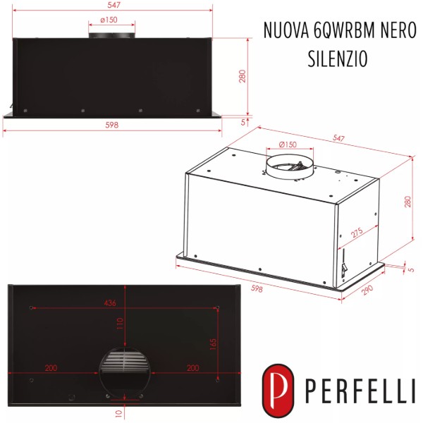 Фото - Витяжка вбудована Perfelli NUOVA 6QWRBM NERO SILENZIO