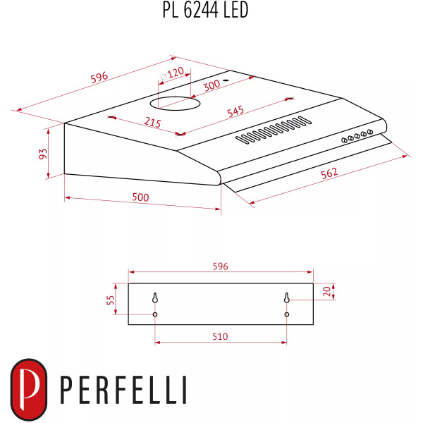 Фото - Витяжка традиційна Perfelli PL 6244 BG LED