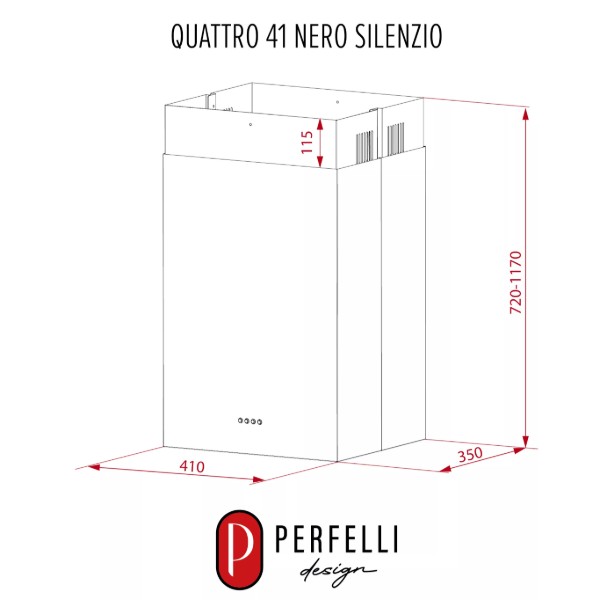 Фото - Вытяжка декоративная Perfelli DESIGN QUATTRO 41 NERO SILENZIO