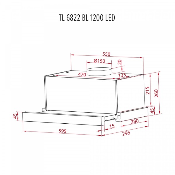 Фото - Вытяжка встраиваемая Perfelli TL 6822 BL 1200 LED
