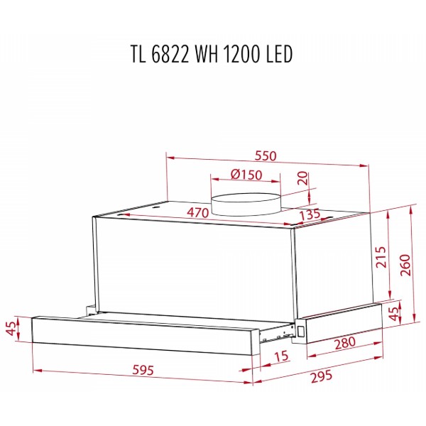 Фото - Витяжка вбудована Perfelli TL 6822 WH 1200 LED