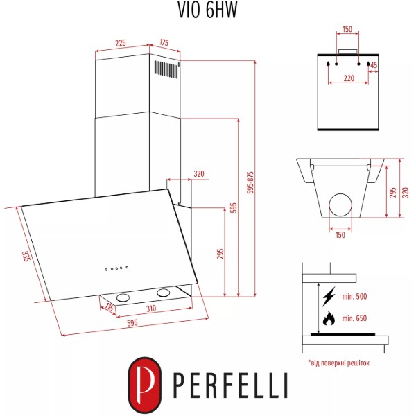 Фото - Вытяжка декоративная Perfelli VIO 6HW NERO