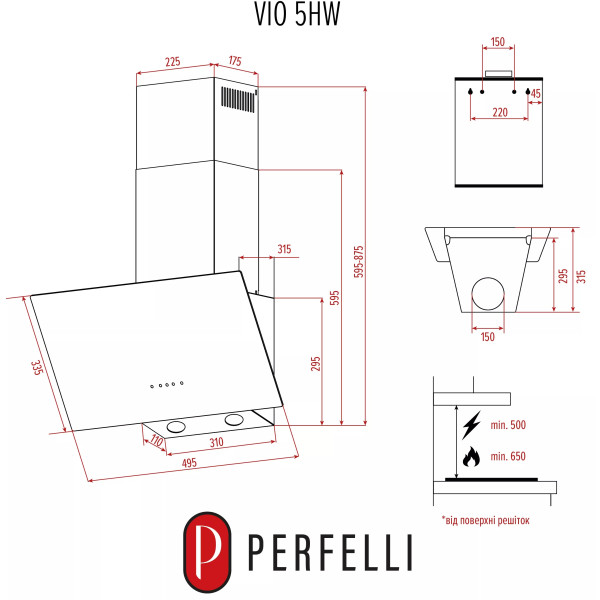 Фото - Вытяжка декоративная Perfelli VIO 5HW BIANCO