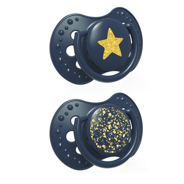 Фото - Симметричная пустышка Lovi Stardust 3-6 мес 2 шт. синяя (22/893_blue)