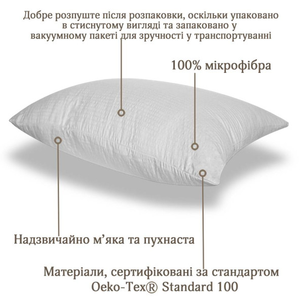 Фото - Подушка стандартна Interscalit Series Gray 50х70 (PG02116)