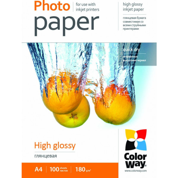 Фото - Фотобумага Colorway 180g/m2, A4, 100л, (PG180100A4)