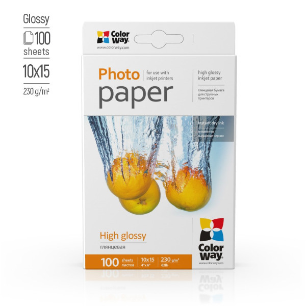 Фото - Фотопапір 10х15 Colorway Глянц. 230г/м 10x15 PG230-100 карт.уп.