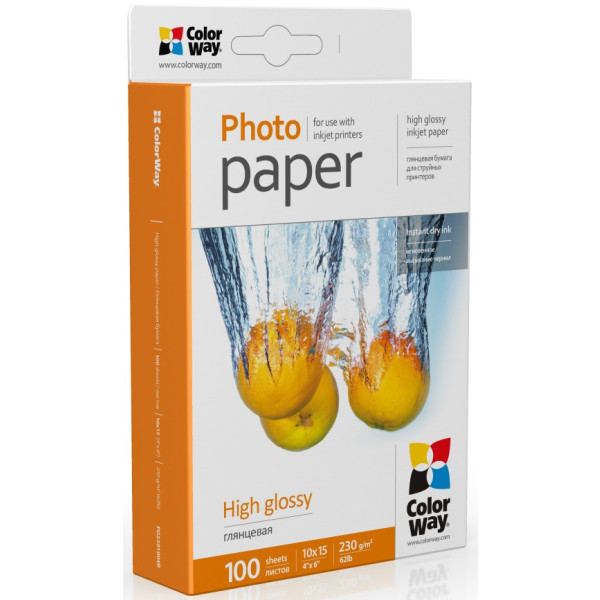 Фото - Фотопапір 10х15 Colorway Глянц. 230г/м 10x15 PG230-100 карт.уп.
