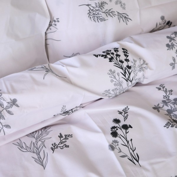 Фото - Комплект постільної білизни MirSon 200x220 см 17-0956 White Botanica Ranforce Elite (2200013183020)