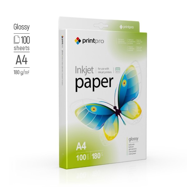 Фото - Фотопапір PrintPro 180g/m2, A4, 100л (PGE180100A4)