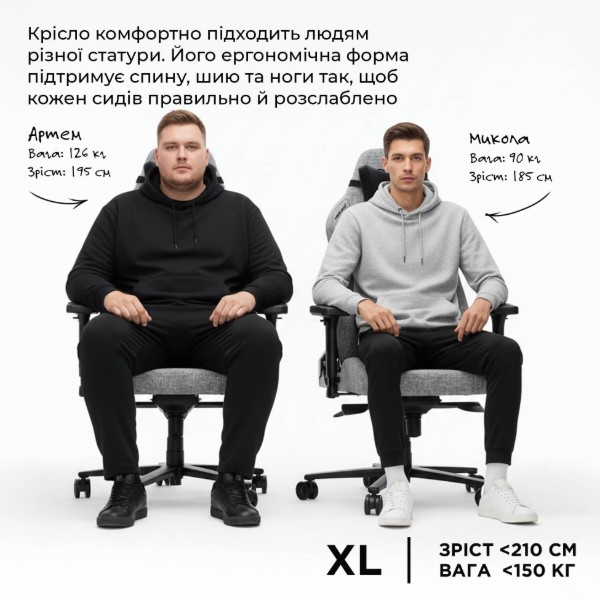 Фото - Крісло для геймерів Anda Seat Phantom 3 XL Black Fabric (AD18XL-52-B-F-B01)