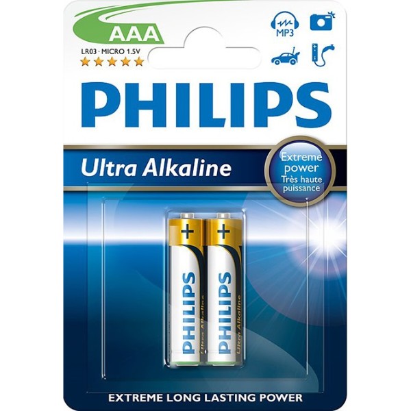 Фото - Батарейка тип AAA Philips Ultra Alkaline LR03-E2B (LR03E2B/10)