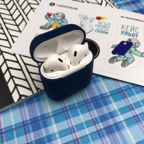 Фото - Чохол для навушників MakeFuture Apple AirPods 1/2 Silicone Blue (MCL-AA1/2BL)