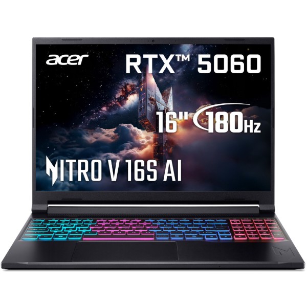 Фото - Ноутбук ігровий Acer Nitro V 16S AI ANV16S-41-R9TG (NH.U03EU.003) Obsidian Black