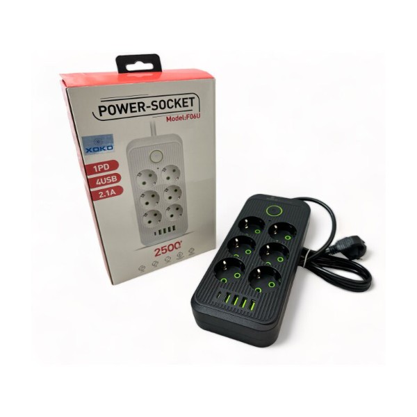 Фото - Мережевий фільтр XOKO SP-6-4-1 2 м 6 розетки 5 USB Black (XК-SP6-4-1-BK)