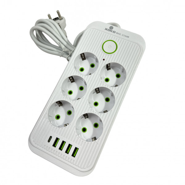Фото - Сетевой фильтр XOKO SP-6-4-1 2 м 6 розетки 5 USB White (XК-SP6-4-1-WH)