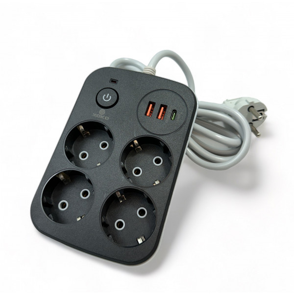 Фото - Мережевий фільтр XOKO SP-4-2-1 2 м 4 розетки 3 USB Black (XK-SP-4-2-1-BK)