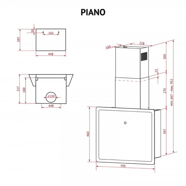 Фото - Витяжка декоративна Perfelli PIANO BIANCA