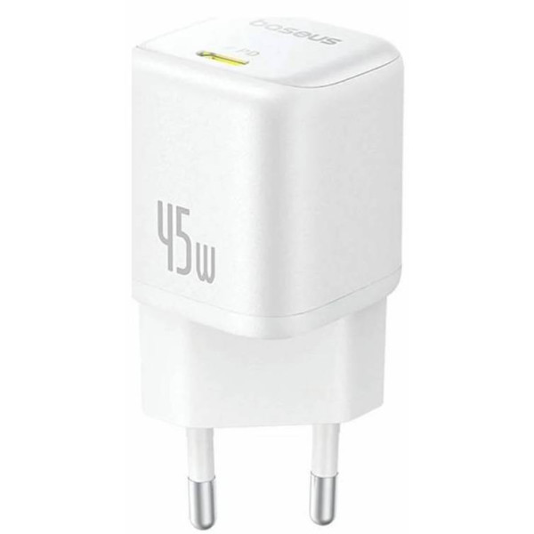 Фото - Мережевий зарядний пристрій Baseus PicoGo GaN Fast Charger 1C 45W EU Moon White (P10176800213-00)