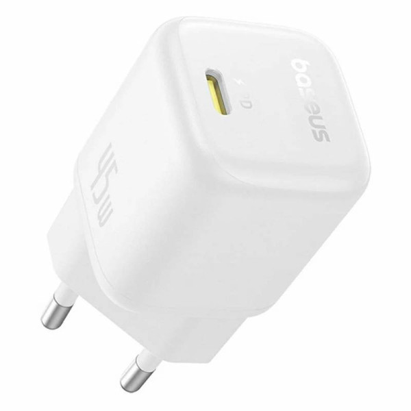 Фото - Мережевий зарядний пристрій Baseus PicoGo GaN Fast Charger 1C 45W EU Moon White (P10176800213-00)