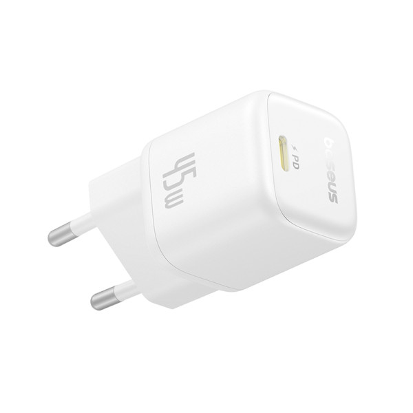 Фото - Мережевий зарядний пристрій Baseus PicoGo GaN Fast Charger 1C 45W EU Moon White (P10176800213-00)
