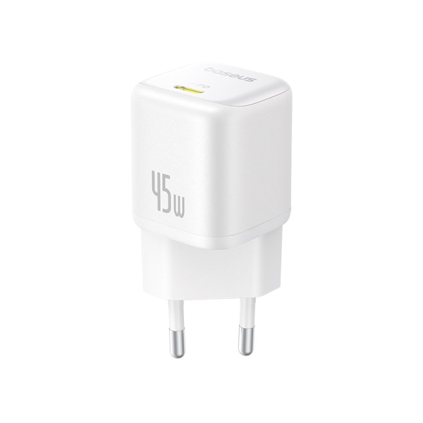 Фото - Мережевий зарядний пристрій Baseus PicoGo GaN Fast Charger 1C 45W EU Moon White (P10176800213-00)